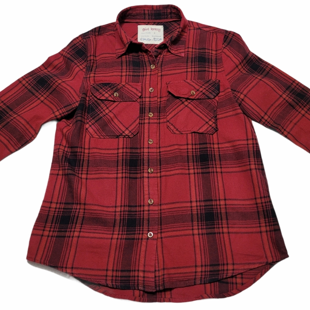 Girl Krazy Boyfriend Button Down Sz Small